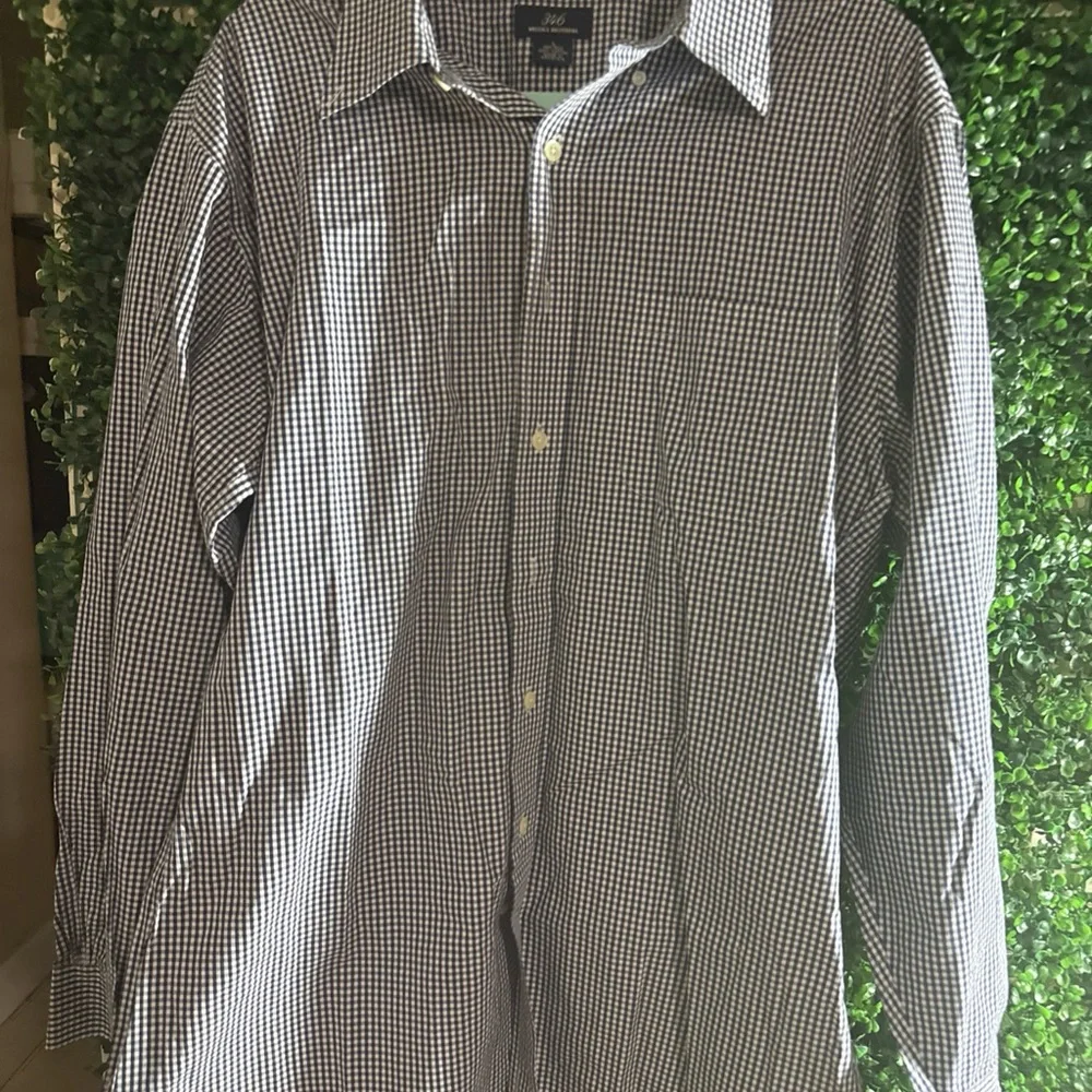 Brooks Brothers Shirt Mens Large Blue/white  Check 346 Button Down Work Office - Picture 5 of 6